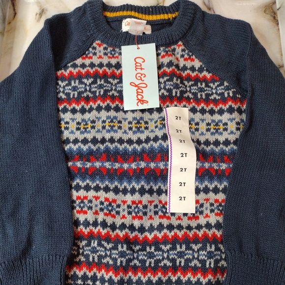 Cat & Jack Other - NWT Cat & Jack Fair Isle Knit Kid's Sweater Size 2T Blue